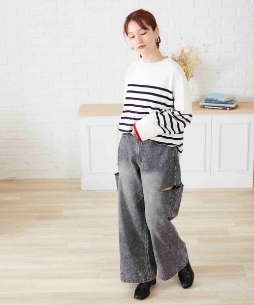 acro（アクロ）の「サイドスリットデニム/AC2705（デニムパンツ・レディース・ライトブルー/ブルー/グレー・S/M）」の8枚目の写真