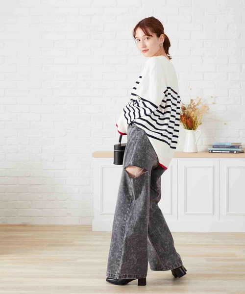 acro（アクロ）の「サイドスリットデニム/AC2705（デニムパンツ・レディース・ライトブルー/ブルー/グレー・S/M）」の10枚目の写真