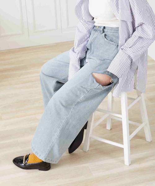 acro（アクロ）の「サイドスリットデニム/AC2705（デニムパンツ・レディース・ライトブルー/ブルー/グレー・S/M）」の17枚目の写真