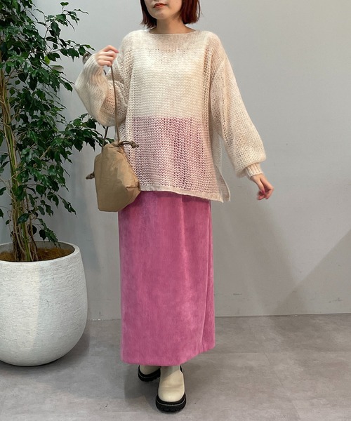 un dix cors(アンディコール)の「シーズンライクなコーデュロイ素材のスカート コーデュロイナロースカート(スカート・レディース・アイボリー/ピンク/チャコールグレー・FREE)」の16枚目の写真
