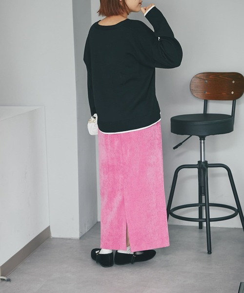 un dix cors(アンディコール)の「シーズンライクなコーデュロイ素材のスカート コーデュロイナロースカート(スカート・レディース・アイボリー/ピンク/チャコールグレー・FREE)」の15枚目の写真