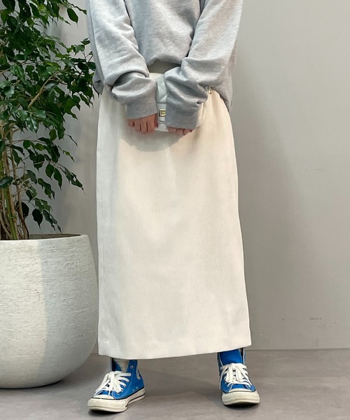 un dix cors(アンディコール)の「シーズンライクなコーデュロイ素材のスカート コーデュロイナロースカート(スカート・レディース・アイボリー/ピンク/チャコールグレー・FREE)」の19枚目の写真