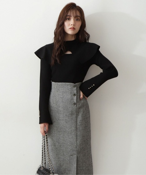 PROPORTION BODY DRESSING(プロポーションボディドレッシング)の「ケープ付き2Wayニットプルオーバー/1212270506(ニット/セーター・レディース・ブラック/グレー/ホワイト系その他・FREE)」の2枚目の写真