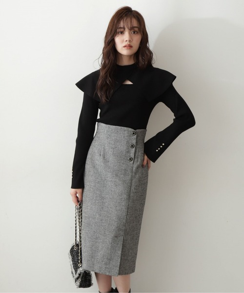 PROPORTION BODY DRESSING(プロポーションボディドレッシング)の「ケープ付き2Wayニットプルオーバー/1212270506(ニット/セーター・レディース・ブラック/グレー/ホワイト系その他・FREE)」の4枚目の写真