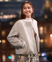 index | カシミヤ混ノーカラーショートコート【WEB限定サイズ】(ノーカラーコート)