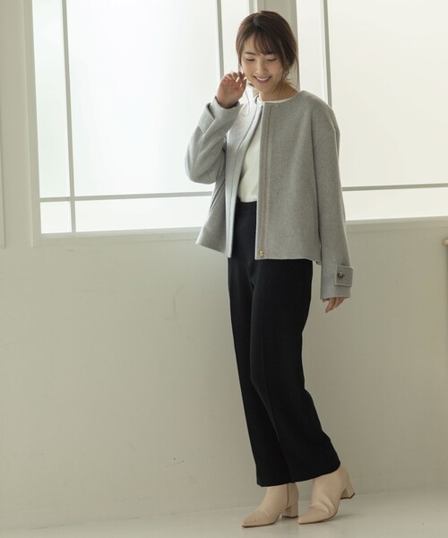 index（インデックス）の「◇カシミヤ混ノーカラーショートコート【WEB