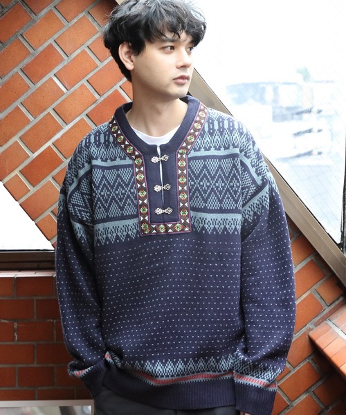 ８(eight)（エイト）の「ノルディックニット（ニット/セーター・メンズ・ネイビー/ライトグレー/オフホワイト・LARGE/MEDIUM）」の3枚目の写真