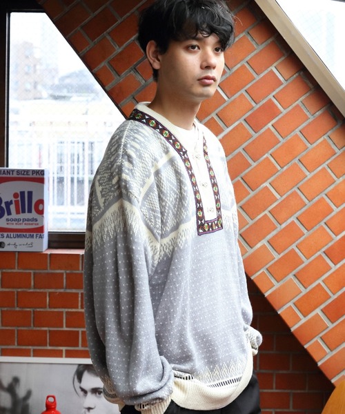 ８(eight)（エイト）の「ノルディックニット（ニット/セーター・メンズ・ネイビー/ライトグレー/オフホワイト・LARGE/MEDIUM）」の18枚目の写真