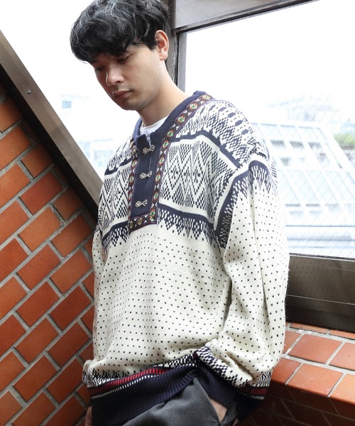 ８(eight)（エイト）の「ノルディックニット（ニット/セーター・メンズ・ネイビー/ライトグレー/オフホワイト・LARGE/MEDIUM）」の5枚目の写真