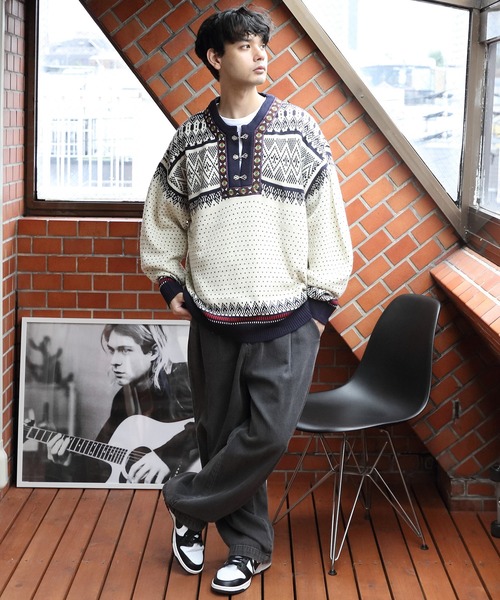 ８(eight)（エイト）の「ノルディックニット（ニット/セーター・メンズ・ネイビー/ライトグレー/オフホワイト・LARGE/MEDIUM）」の8枚目の写真