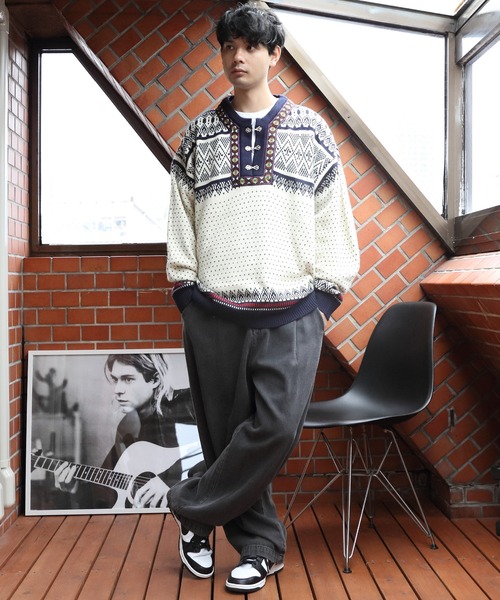 ８(eight)（エイト）の「ノルディックニット（ニット/セーター・メンズ・ネイビー/ライトグレー/オフホワイト・LARGE/MEDIUM）」の9枚目の写真