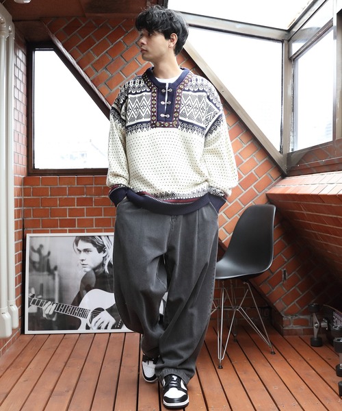 ８(eight)（エイト）の「ノルディックニット（ニット/セーター・メンズ・ネイビー/ライトグレー/オフホワイト・LARGE/MEDIUM）」の10枚目の写真