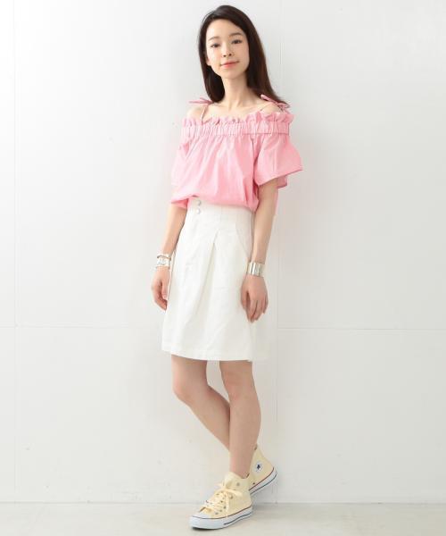 Ray BEAMS(レイビームス)の「Ray BEAMS / ツイル 1タック Aライン スカート(スカート・レディース・オフホワイト/オリーブ/サックスブルー/ネイビー・0/1)」の5枚目の写真