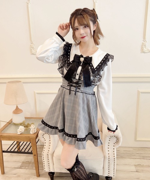 MA*RS(アメーバーマーズ)の「ハートレース配色ブラウス(シャツ/ブラウス・レディース・ホワイト/ピンク/ブラック・FREE)」の7枚目の写真