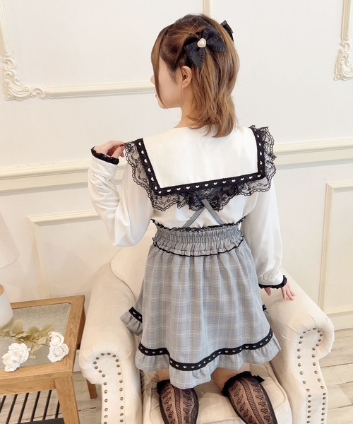 MA*RS(アメーバーマーズ)の「ハートレース配色ブラウス(シャツ/ブラウス・レディース・ホワイト/ピンク/ブラック・FREE)」の8枚目の写真