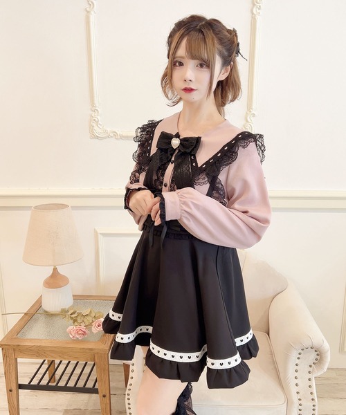 MA*RS(アメーバーマーズ)の「ハートレース配色ブラウス(シャツ/ブラウス・レディース・ホワイト/ピンク/ブラック・FREE)」の14枚目の写真