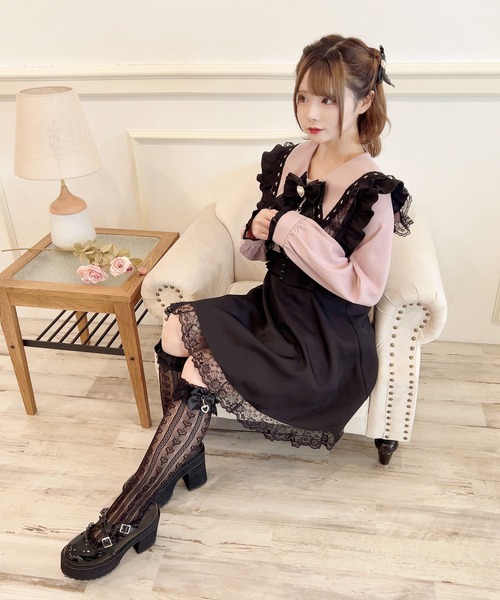 MA*RS(アメーバーマーズ)の「ハートレース配色ブラウス(シャツ/ブラウス・レディース・ホワイト/ピンク/ブラック・FREE)」の16枚目の写真