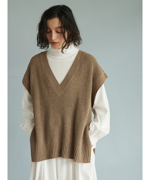CRAFT STANDARD BOUTIQUE（クラフトスタンダードブティック）の「モールニットVネックベスト　◆（ベスト・レディース・グリーン/ブルー/モカ/ブラック・FREE）」の20枚目の写真