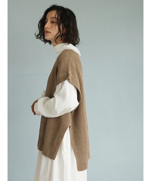 CRAFT STANDARD BOUTIQUE（クラフトスタンダードブティック）の「モールニットVネックベスト　◆（ベスト・レディース・グリーン/ブルー/モカ/ブラック・FREE）」の21枚目の写真