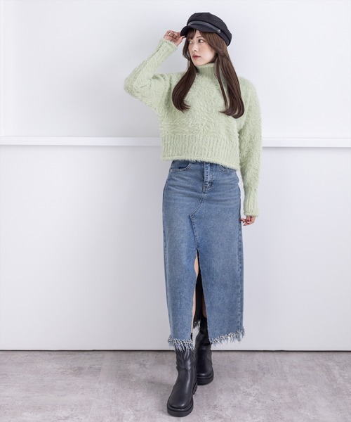 clear（クリア）の「スリット入りデニムロングスカート（デニムスカート・レディース・ベージュ/ブルー・S/M）」の5枚目の写真