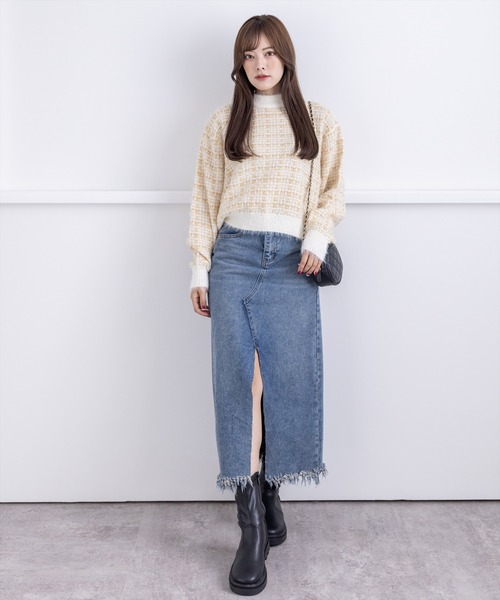 clear（クリア）の「スリット入りデニムロングスカート（デニムスカート・レディース・ベージュ/ブルー・S/M）」の10枚目の写真