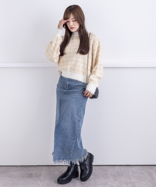 clear（クリア）の「スリット入りデニムロングスカート（デニムスカート・レディース・ベージュ/ブルー・S/M）」の11枚目の写真