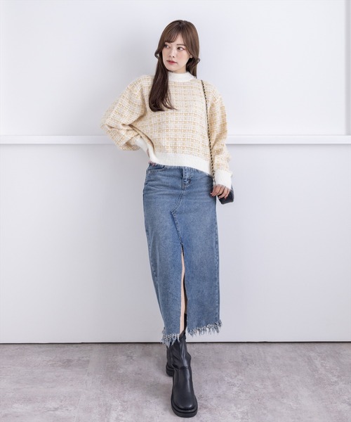 clear（クリア）の「スリット入りデニムロングスカート（デニムスカート・レディース・ベージュ/ブルー・S/M）」の13枚目の写真