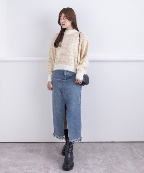 clear（クリア）の「スリット入りデニムロングスカート（デニムスカート・レディース・ベージュ/ブルー・S/M）」の15枚目の写真