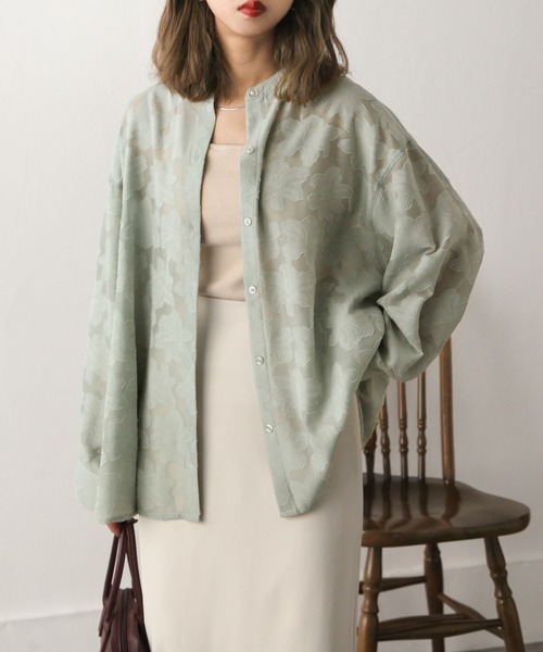 Chillfar（チルファー）の「シアージャガードシャツ（シャツ/ブラウス・レディース・アイボリー/ブラック/ピンク/グリーン・MEDIUM/LARGE）」の4枚目の写真