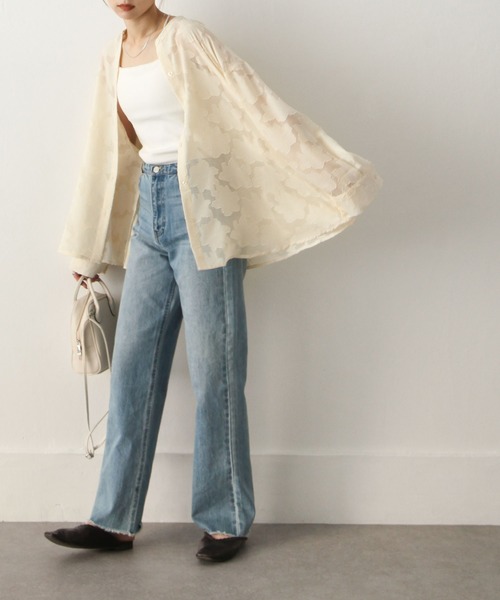 Chillfar（チルファー）の「シアージャガードシャツ（シャツ/ブラウス・レディース・アイボリー/ブラック/ピンク/グリーン・MEDIUM/LARGE）」の8枚目の写真