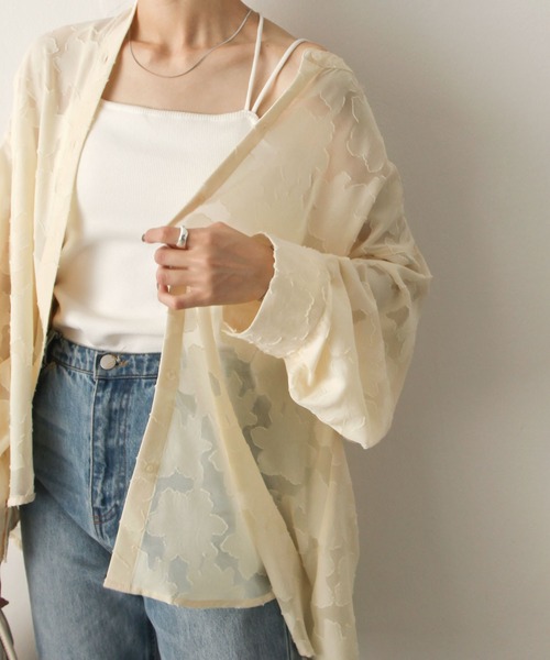 Chillfar（チルファー）の「シアージャガードシャツ（シャツ/ブラウス・レディース・アイボリー/ブラック/ピンク/グリーン・MEDIUM/LARGE）」の7枚目の写真