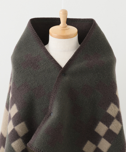 NANGA(ナンガ)の「【NANGA / ナンガ】 FOLK (CHECKERCROSS)ブランケット(ストール/ショール・メンズ・グリーン・FREE)」の8枚目の写真