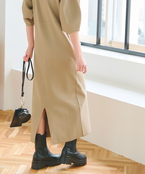 ストレッチジョーゼット】 シフォン袖ワンピース / Tiaclasse
