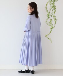 Ray BEAMS | Ray BEAMS / プリーツ キリカエ バンドカラー ワンピース(ワンピース)