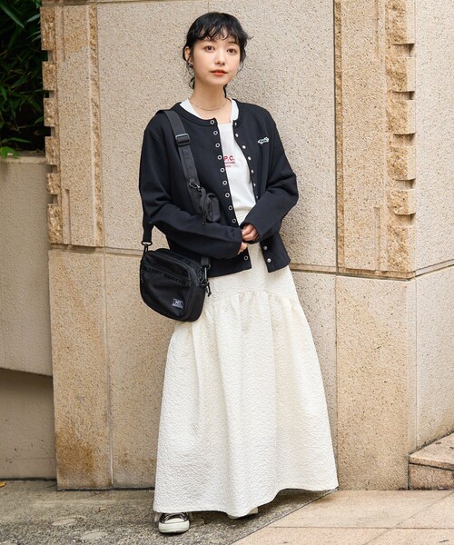 FREAK'S STORE(フリークスストア)の「フクレジャガードラウンドティアードスカート(スカート・レディース・ブラック/オフホワイト・SMALL/MEDIUM)」の6枚目の写真