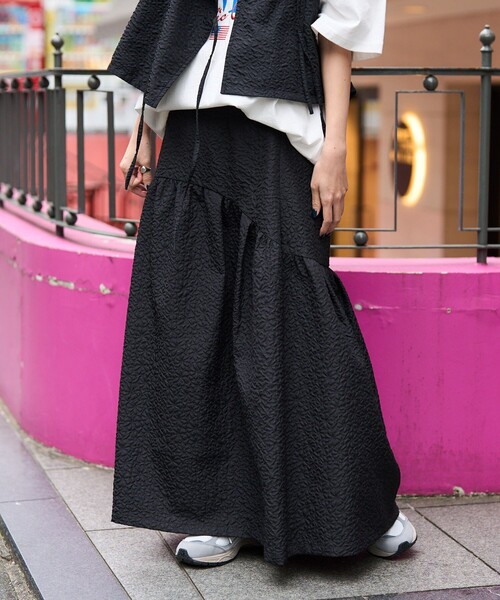 FREAK'S STORE(フリークスストア)の「フクレジャガードラウンドティアードスカート(スカート・レディース・ブラック/オフホワイト・SMALL/MEDIUM)」の13枚目の写真