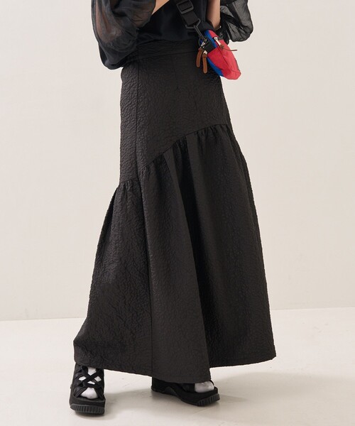 FREAK'S STORE(フリークスストア)の「フクレジャガードラウンドティアードスカート(スカート・レディース・ブラック/オフホワイト・SMALL/MEDIUM)」の21枚目の写真