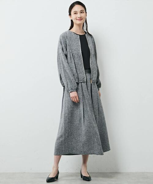 MELROSE claire（メルローズ クレール）の「【ツィードヨーク切り替えギャザーブルゾン】（ブルゾン・レディース・ブラック/オフホワイト/ネイビー・FREE）」の5枚目の写真