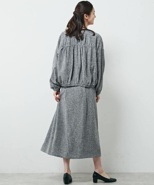 MELROSE claire（メルローズ クレール）の「【ツィードヨーク切り替えギャザーブルゾン】（ブルゾン・レディース・ブラック/オフホワイト/ネイビー・FREE）」の6枚目の写真