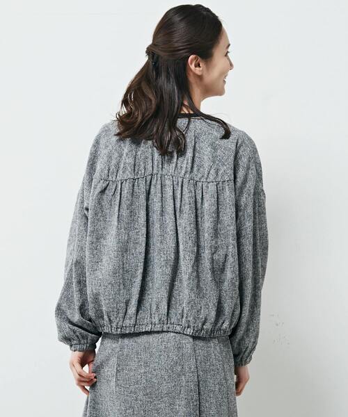 MELROSE claire（メルローズ クレール）の「【ツィードヨーク切り替えギャザーブルゾン】（ブルゾン・レディース・ブラック/オフホワイト/ネイビー・FREE）」の7枚目の写真