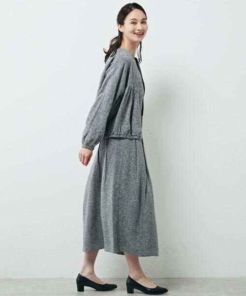 MELROSE claire（メルローズ クレール）の「【ツィードヨーク切り替えギャザーブルゾン】（ブルゾン・レディース・ブラック/オフホワイト/ネイビー・FREE）」の8枚目の写真