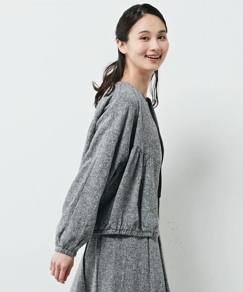 MELROSE claire（メルローズ クレール）の「【ツィードヨーク切り替えギャザーブルゾン】（ブルゾン・レディース・ブラック/オフホワイト/ネイビー・FREE）」の9枚目の写真