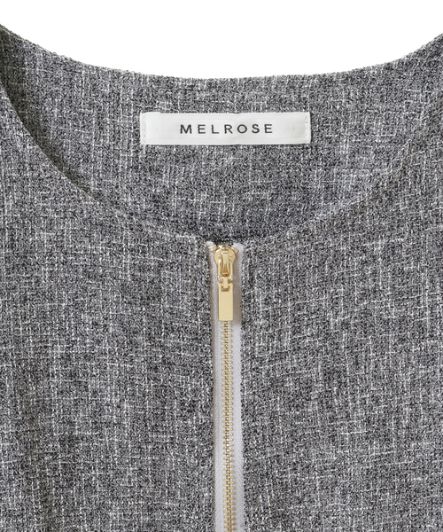 MELROSE claire（メルローズ クレール）の「【ツィードヨーク切り替えギャザーブルゾン】（ブルゾン・レディース・ブラック/オフホワイト/ネイビー・FREE）」の13枚目の写真