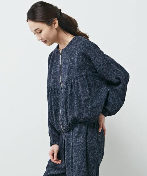 MELROSE claire（メルローズ クレール）の「【ツィードヨーク切り替えギャザーブルゾン】（ブルゾン・レディース・ブラック/オフホワイト/ネイビー・FREE）」の20枚目の写真
