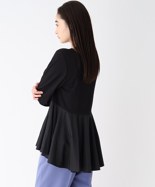 OPAQUE.CLIP（オペークドットクリップ）の「◆ドッキングペプラム カットソー（Tシャツ/カットソー・レディース・オフホワイト/ブラック/ライトベージュ・38/40/42）」の13枚目の写真