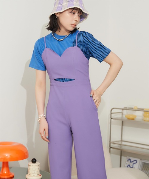 miette(ミエット)の「カットアウトデザインサロペット(つなぎ/オールインワン・レディース・パープル/ブラック・FREE)」の14枚目の写真