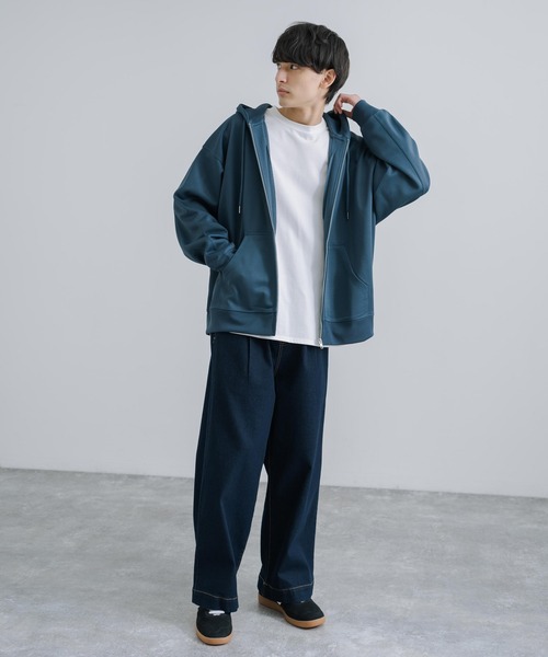 Rocky Monroe(ロッキーモンロー)の「オーバーサイズ フルジップパーカー テックダンボール(パーカー・メンズ・ライトグレー/ブラック/モカ/ブルーグリーン・M/L)」の19枚目の写真