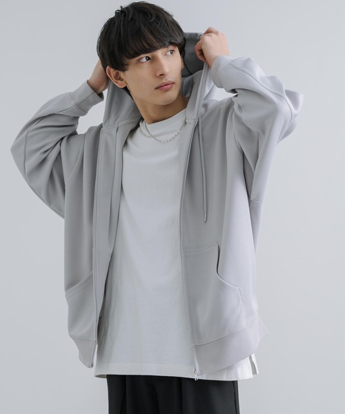 Rocky Monroe(ロッキーモンロー)の「オーバーサイズ フルジップパーカー テックダンボール(パーカー・メンズ・ライトグレー/ブラック/モカ/ブルーグリーン・M/L)」の10枚目の写真