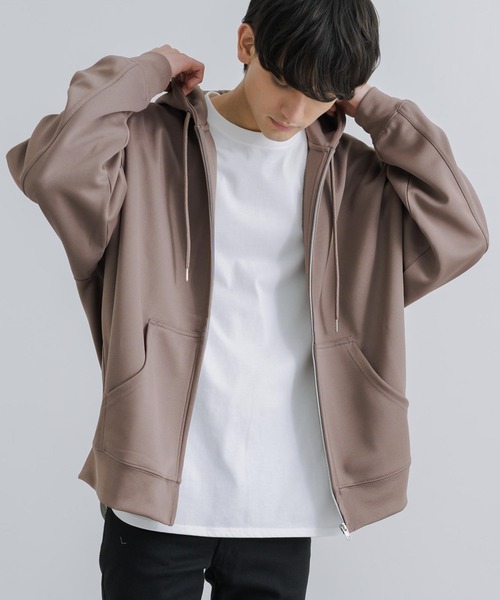 Rocky Monroe(ロッキーモンロー)の「オーバーサイズ フルジップパーカー テックダンボール(パーカー・メンズ・ライトグレー/ブラック/モカ/ブルーグリーン・M/L)」の14枚目の写真