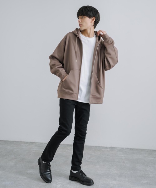 Rocky Monroe(ロッキーモンロー)の「オーバーサイズ フルジップパーカー テックダンボール(パーカー・メンズ・ライトグレー/ブラック/モカ/ブルーグリーン・M/L)」の15枚目の写真